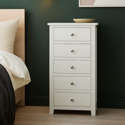 Wellow Painted 5 Drawer Narrow Chest Wellow Painted 5 Drawer Narrow Chest