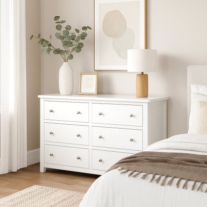 Wellow Painted 6 Drawer Wide Chest Wellow Painted 6 Drawer Wide Chest