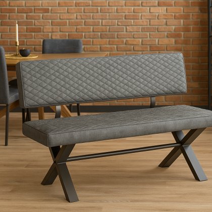 Fishbourne 140 Upholstered Bench with Back in Graphite Fishbourne 140 Upholstered Bench with Back in Graphite