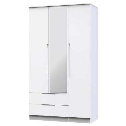 Thorley Tall 2 Drawer Triple Mirror Wardrobe