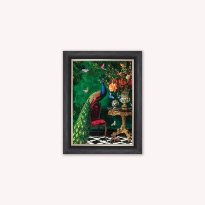 Curiosity Peacock at the Stately Home Framed Wall Art Curiosity Peacock at the Stately Home Framed Wall Art