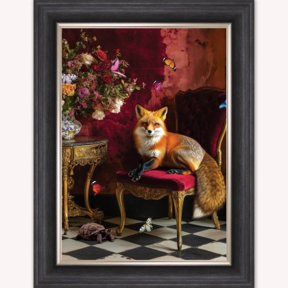 Curiosity Fox at the Stately Home Framed Wall Art Curiosity Fox at the Stately Home Framed Wall Art