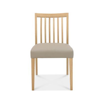 Barton Oak Low Back Slatted Chair - Grey Bonded Leather Barton Oak Low Back Slatted Chair - Grey Bonded Leather