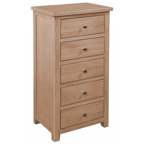 Wellow Oak 5 Drawer Narrow Chest Wellow Oak 5 Drawer Narrow Chest