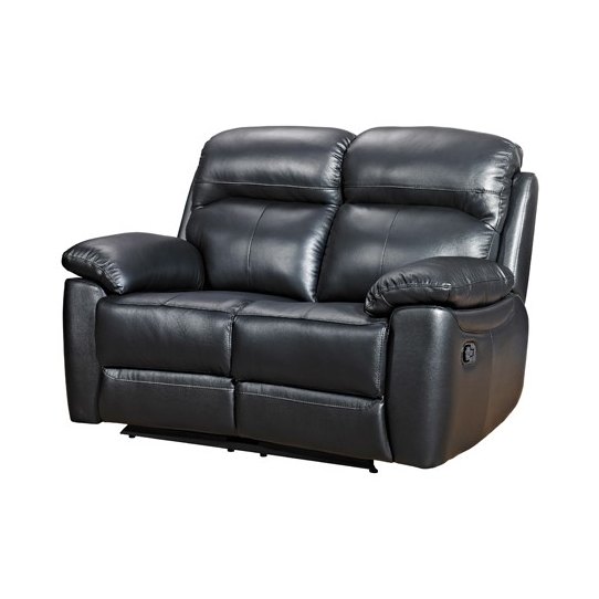 Curzon 2 Seater Manual Recliner Sofa - Black Leather Curzon 2 Seater Manual Recliner Sofa - Black Leather