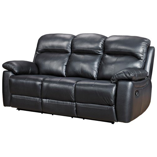 Curzon 3 Seater Manual Recliner Sofa - Black Leather Curzon 3 Seater Manual Recliner Sofa - Black Leather