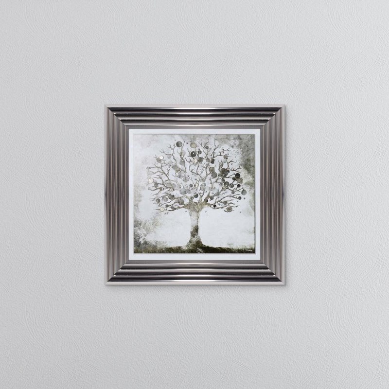 Silver Coin Tree - Metallic Frame - 55x55cm Silver Coin Tree - Metallic Frame - 55x55cm