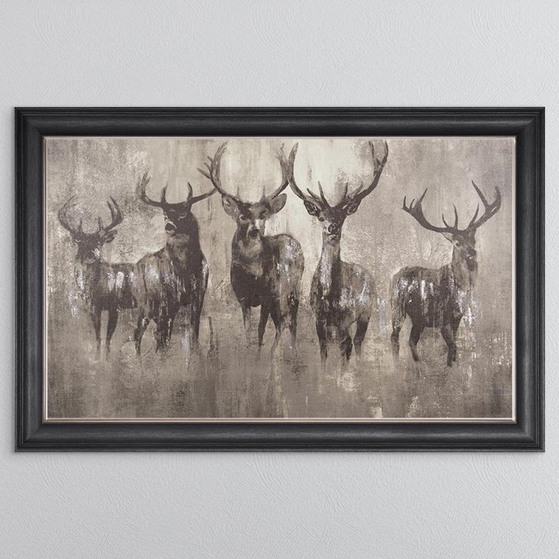 Stags Night - Grey Vegas Frame - 114x74cm Stags Night - Grey Vegas Frame - 114x74cm