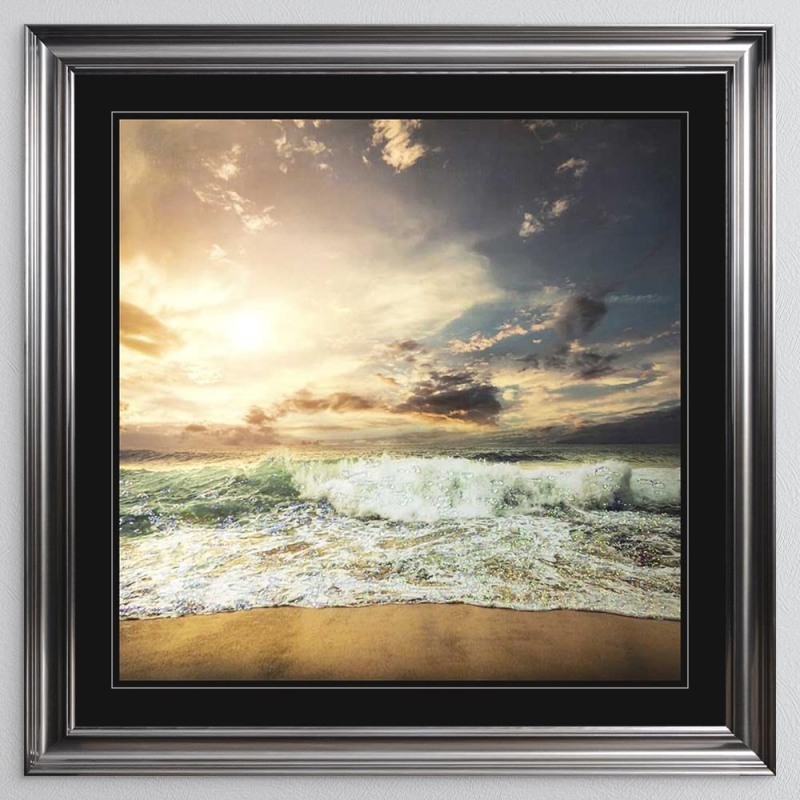 Stormy Shore - Metalic Vegas Frame - 115x115cm Stormy Shore - Metalic Vegas Frame - 115x115cm