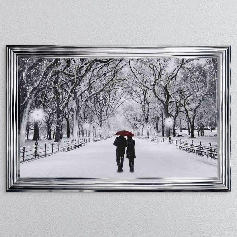 Winter Couple - Chrome Frame - 114x74cm Winter Couple - Chrome Frame - 114x74cm