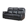 Curzon 3 Seater Manual Recliner Sofa - Black Leather